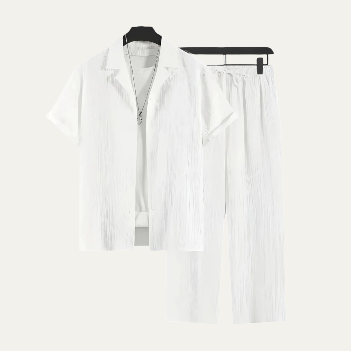 The Amalfi Men's Two Piece Set, Short Sleeve Shirt and Drawstring Trousers