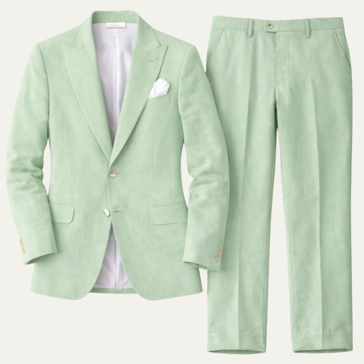 Men's Linen Notch Lapel Two Piece Blazer and Trouser Suit Set