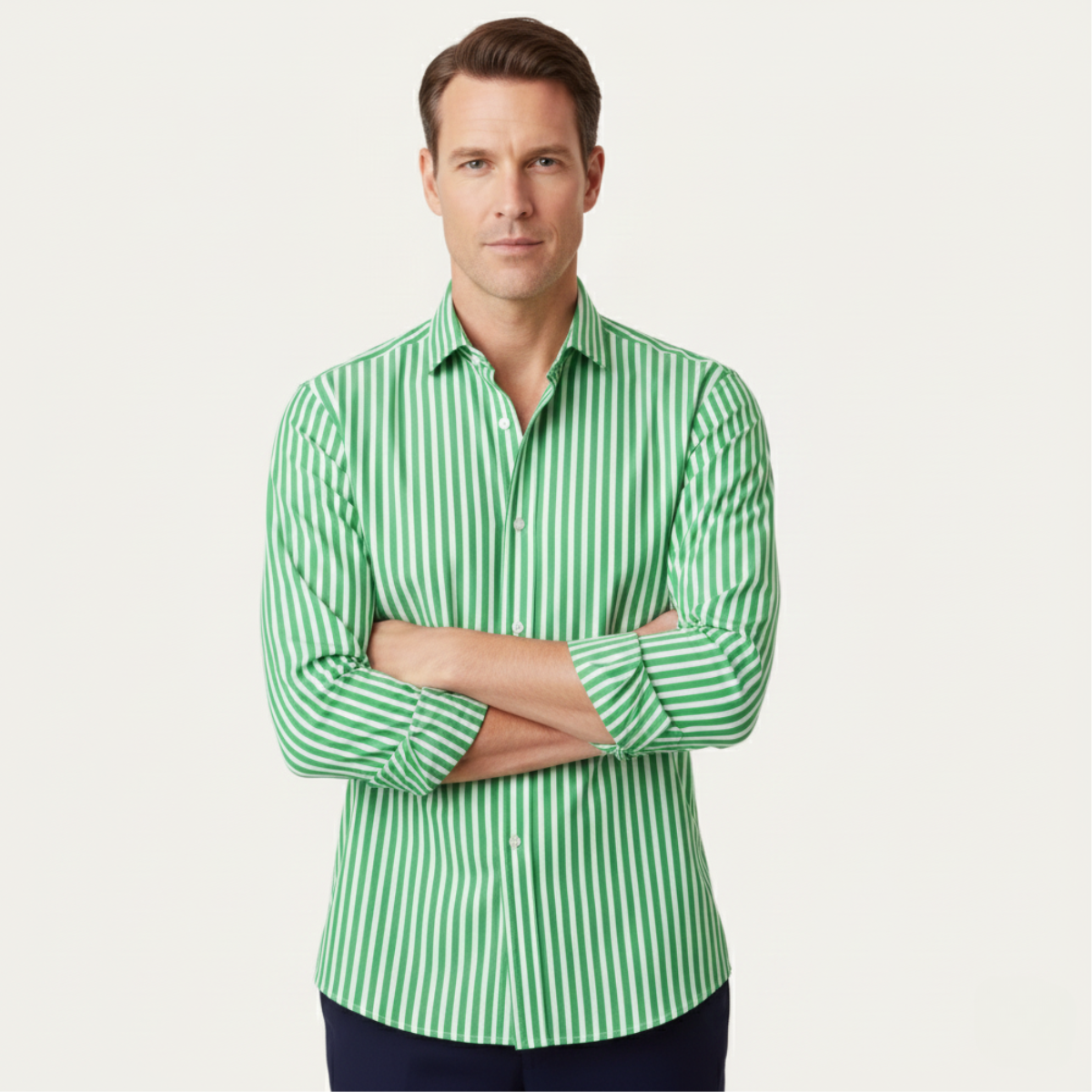 The Cannes Men's Long Sleeve Smart Fit Striped Shirt