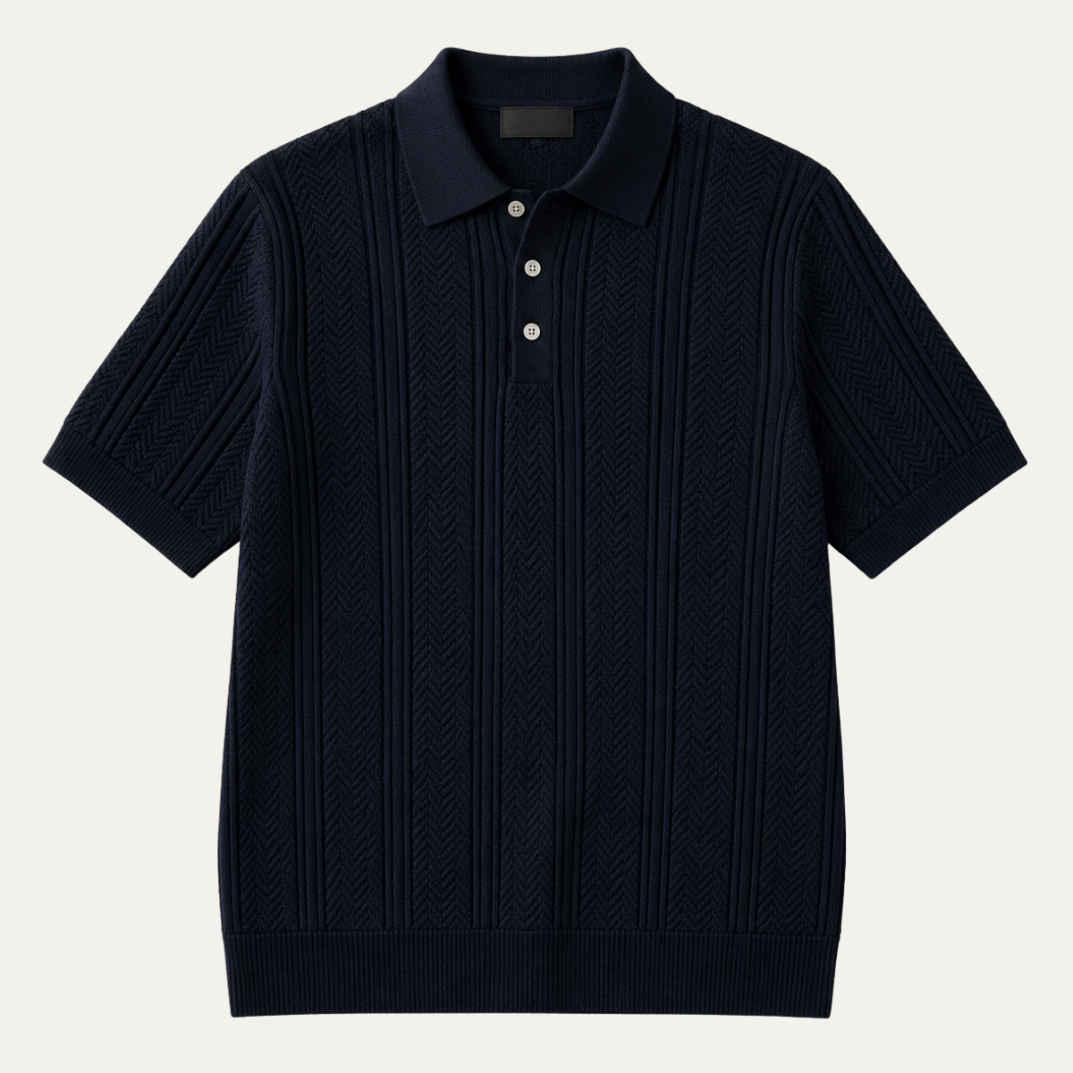 Men's Textured Knit Short Sleeve Polo Shirt