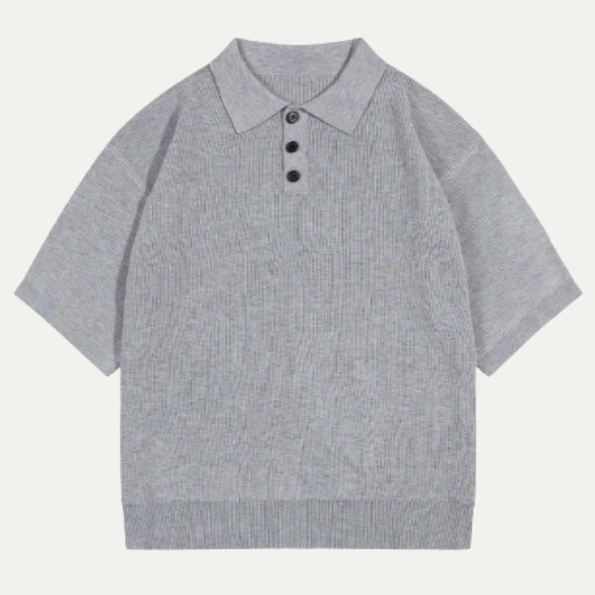 Men's Casual Solid-Knit Short-Sleeve Polo Shirt