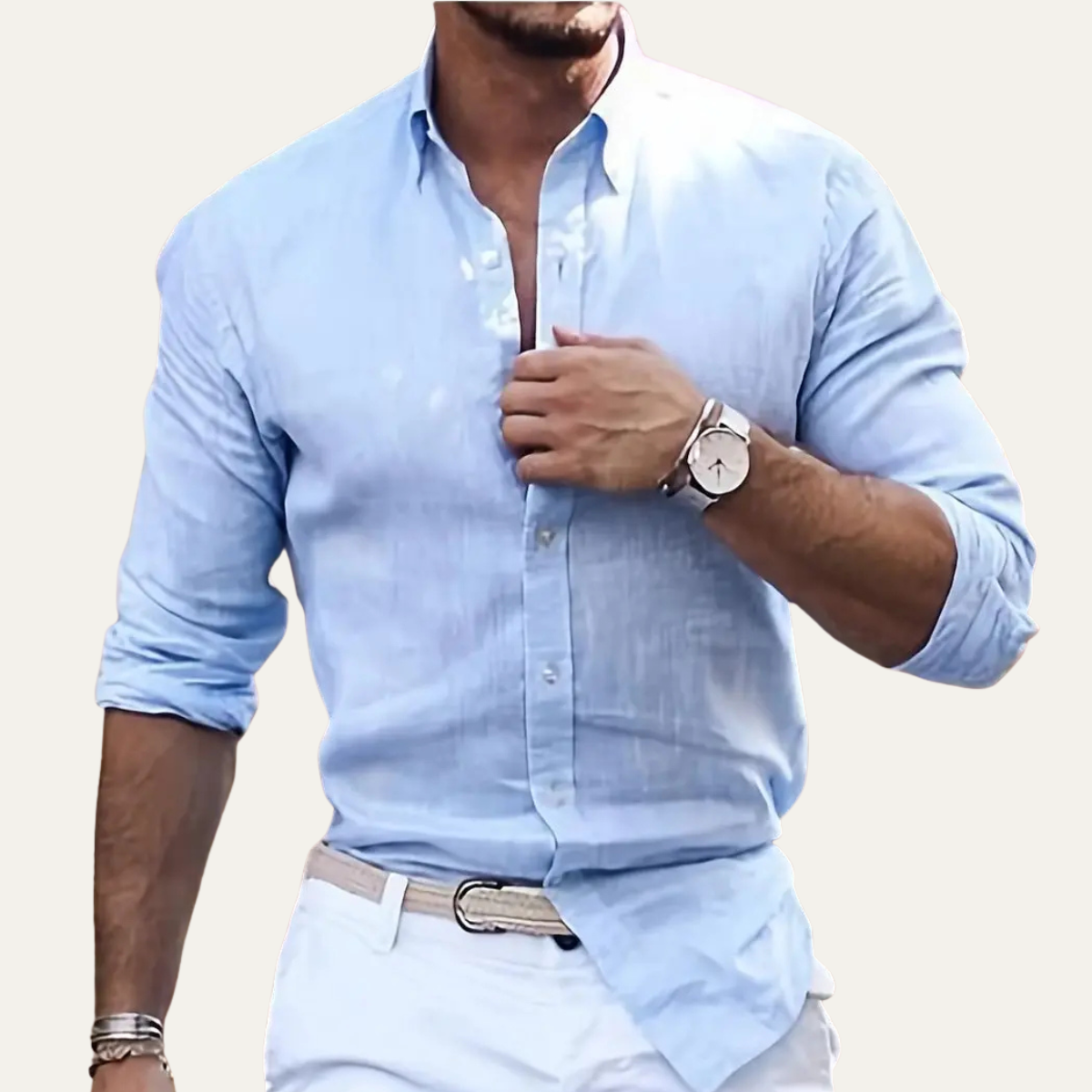 Lucien - Casual Cotton Shirt - Long Sleeve & Button-Front Design