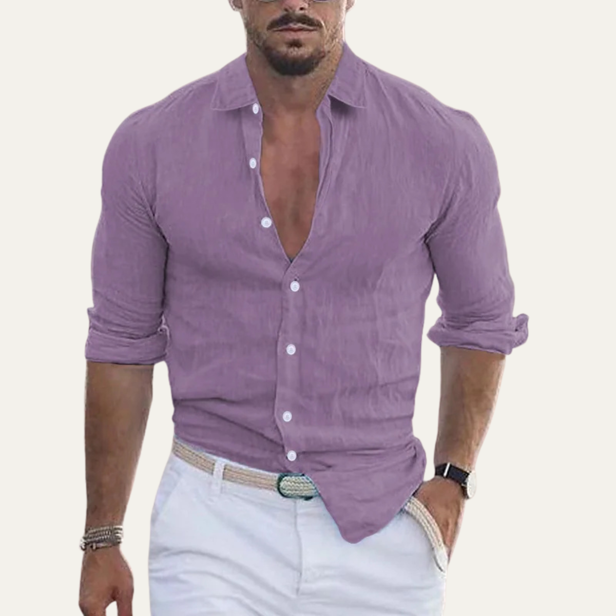 Matteo - Linen Button-Down Shirt – Long Sleeve & Relaxed Fit