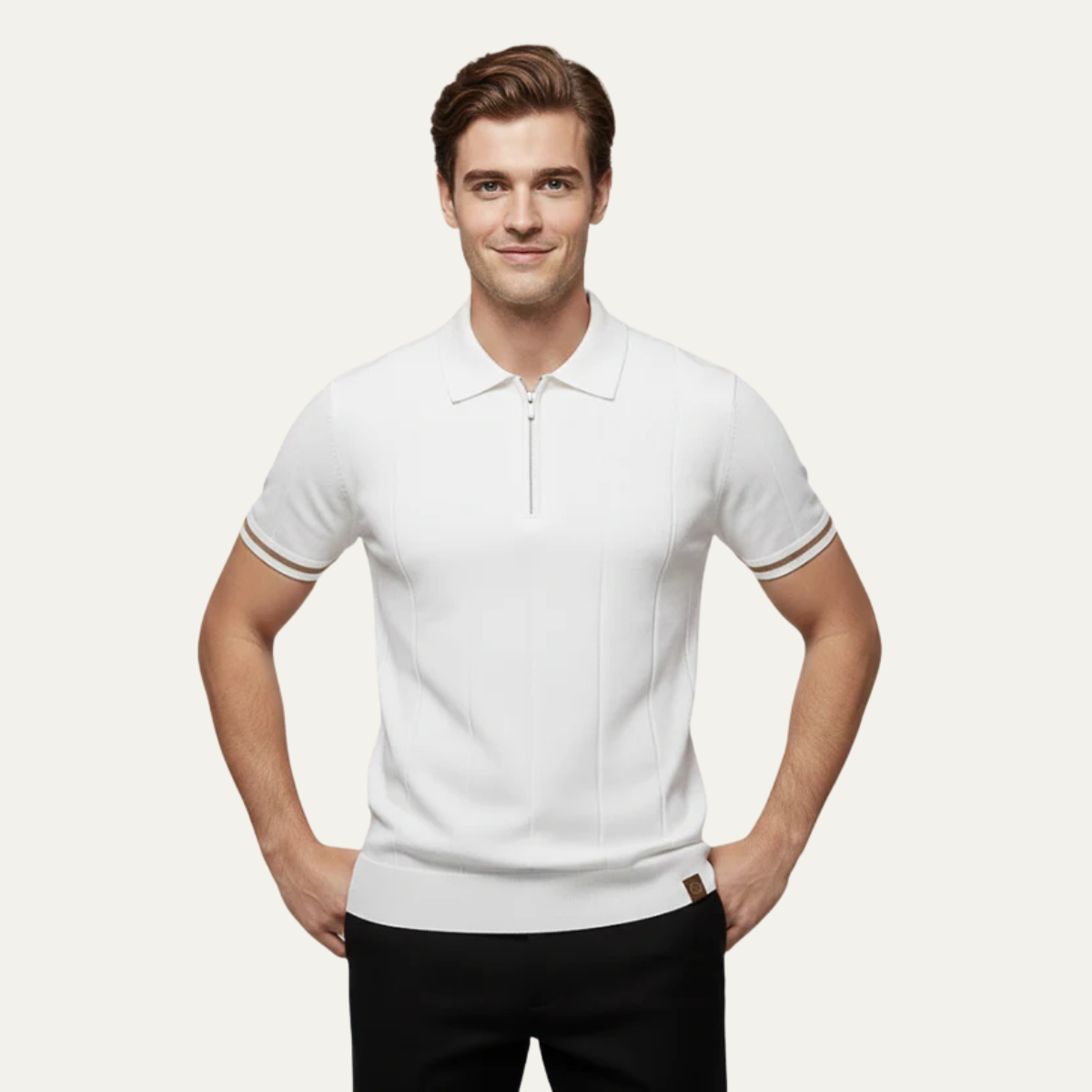 The Geneva Men's Short Sleeve Quarter Zip Polo