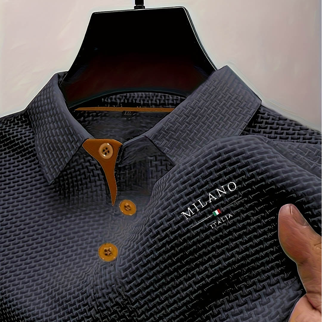 Men's Waffle Knit Short Sleeve Polo Shirt
