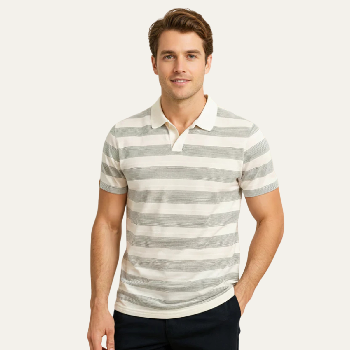 The Avignon Men's Short Sleeve Striped Polo