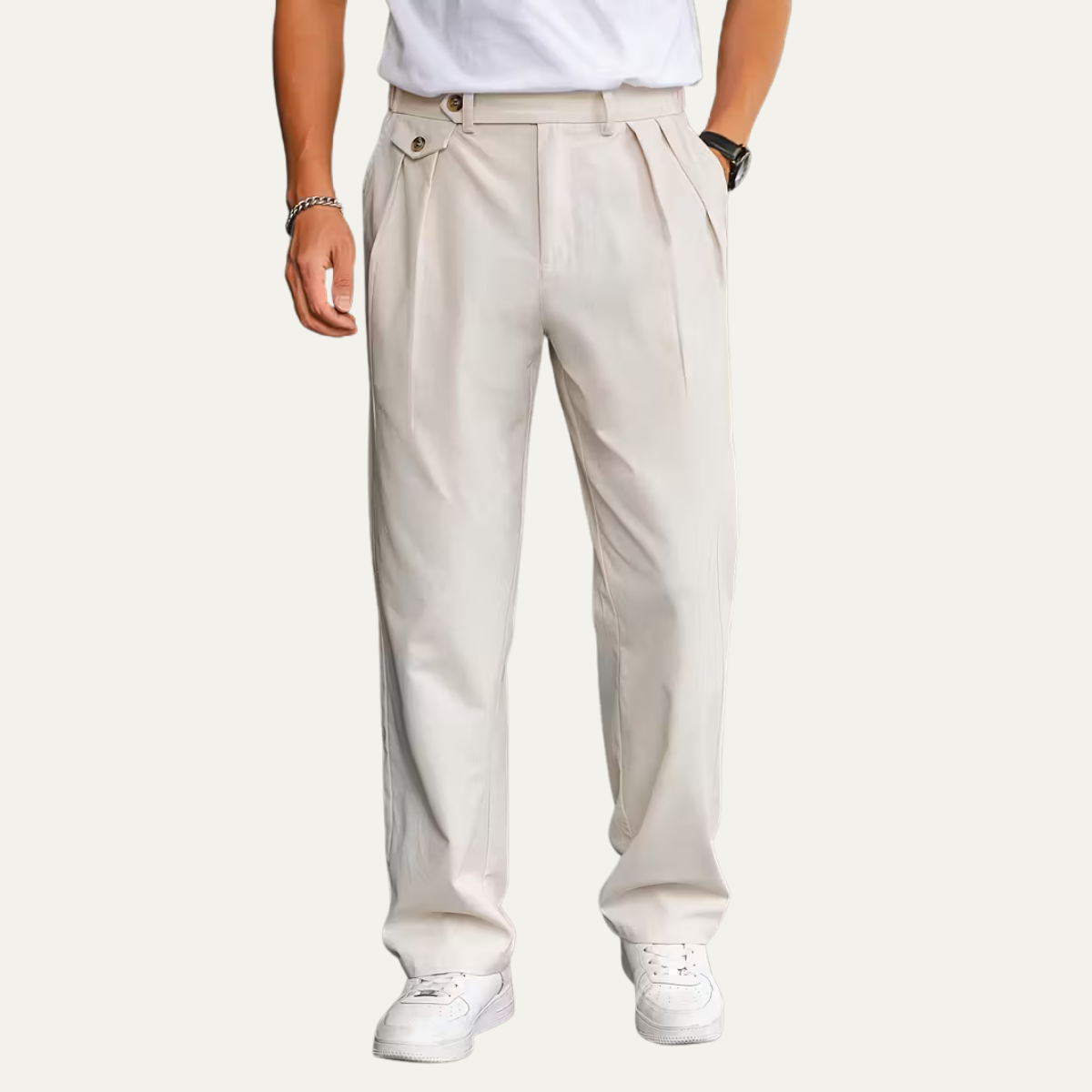 The Dorchester Men's Double Pleat Tailored Dress Trousers