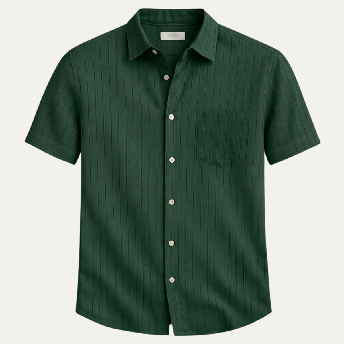 Men's Textured Vertical Stripe Short Sleeve Button-Down Shirt