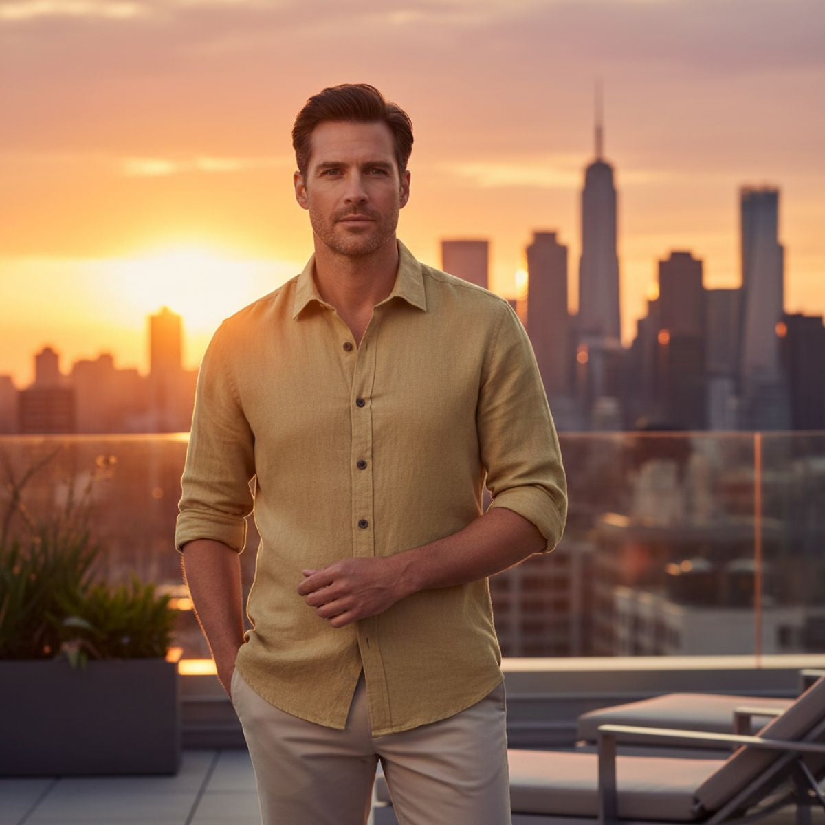 Men’s Zurich Vintage Long Sleeve Linen Shirt