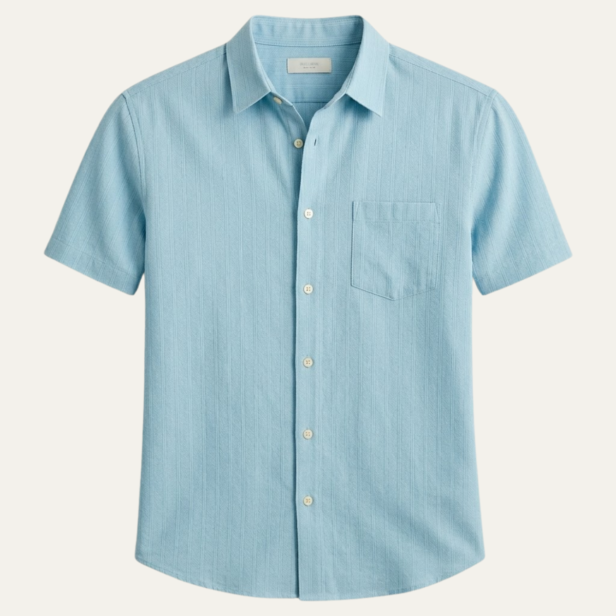 Men's Textured Vertical Stripe Short Sleeve Button-Down Shirt