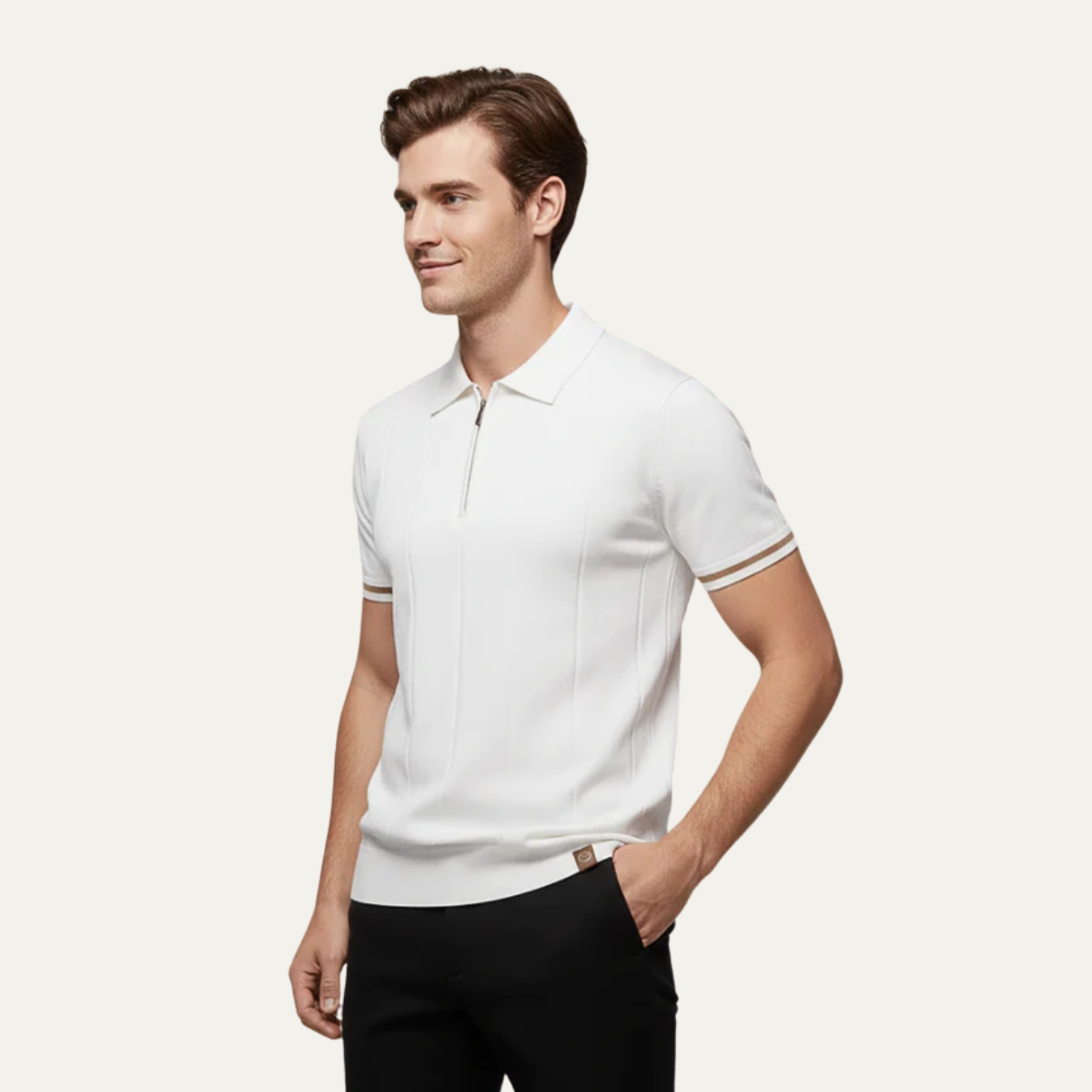 The Geneva Men's Short Sleeve Quarter Zip Polo