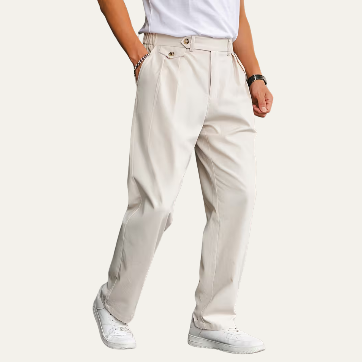 The Dorchester Men's Double Pleat Tailored Dress Trousers