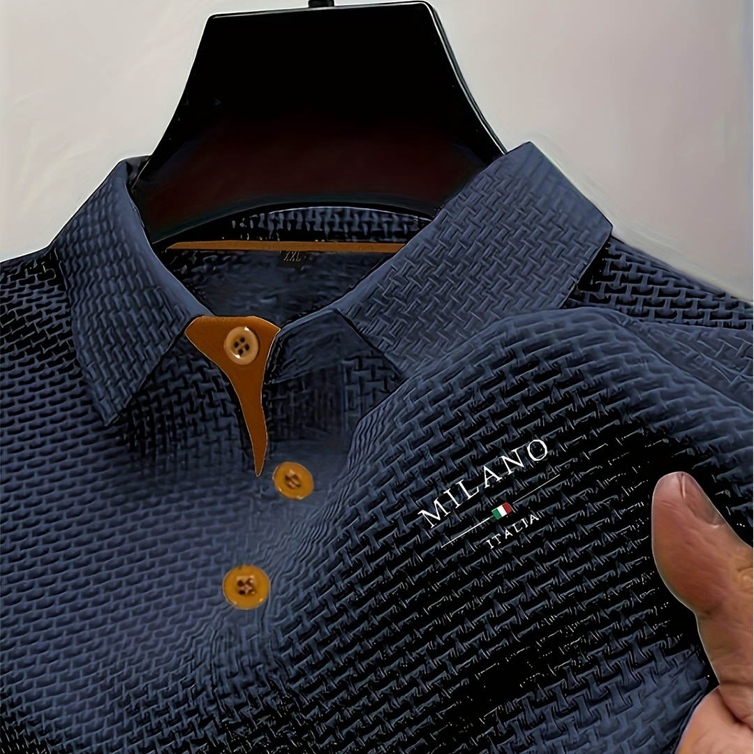 Men's Waffle Knit Short Sleeve Polo Shirt