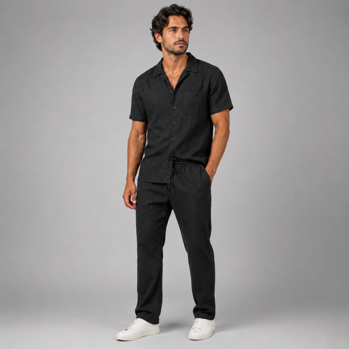The Meadowfall Men’s Linen Trendy Summer Set – Shirt & Pants