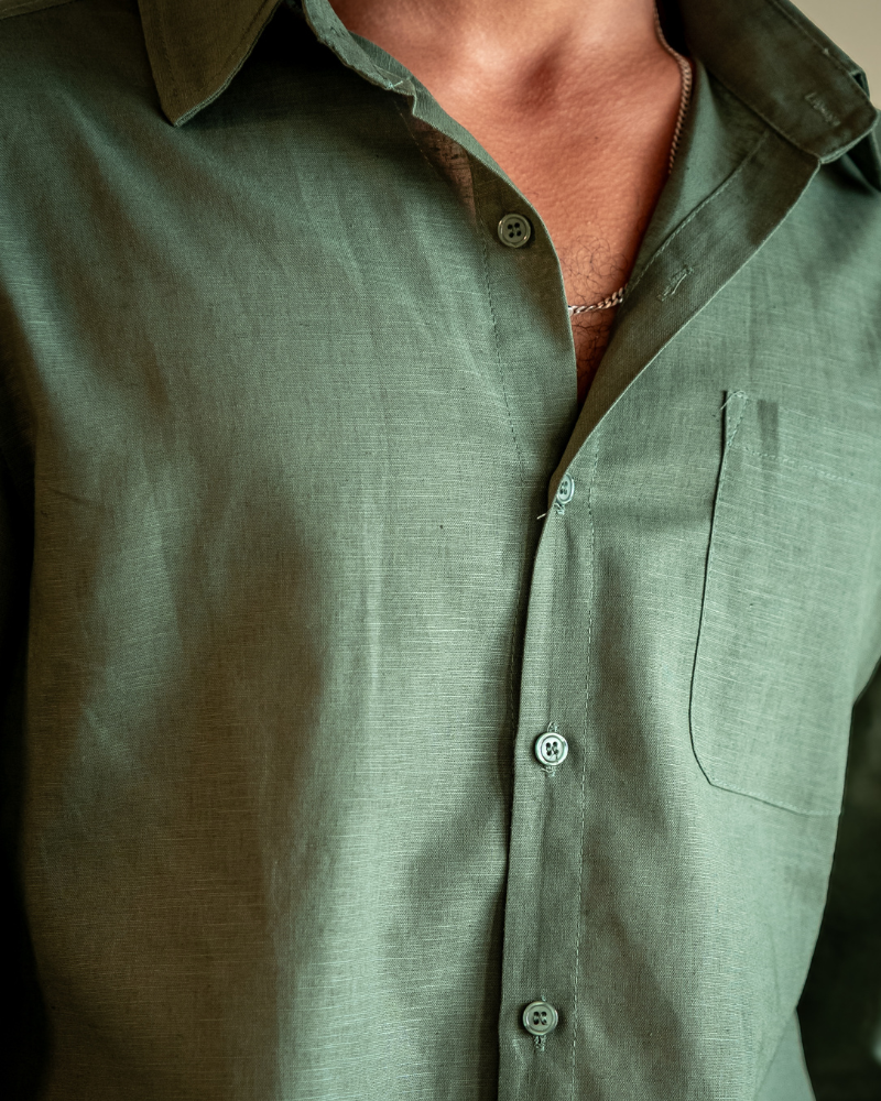The Bellagio Men's Long Sleeve Linen Look Shirt