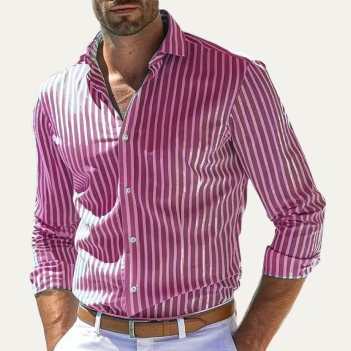 Men's Smart Fit Striped Long Sleeve Shirt