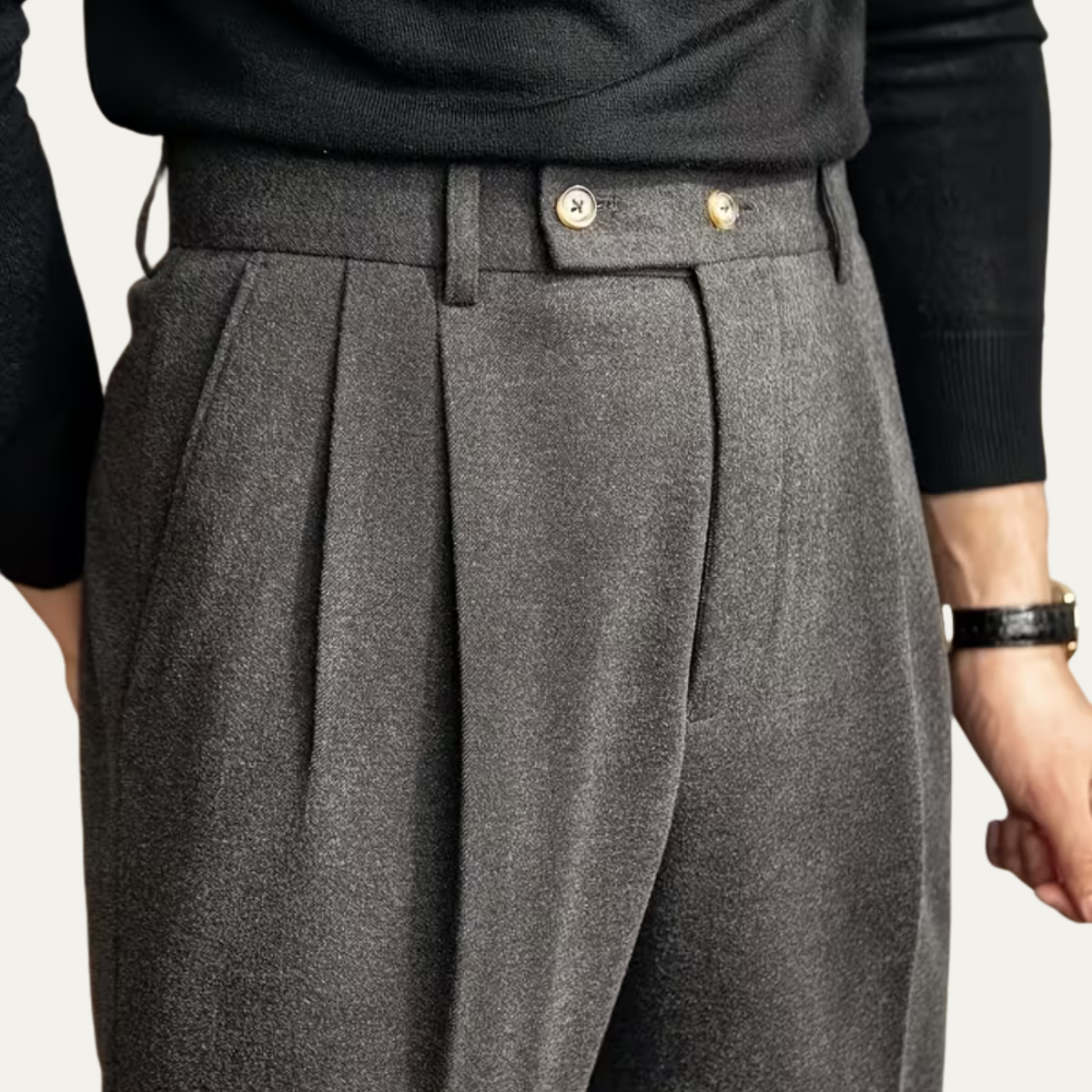 The Salzburg Men's High Waisted Pleated Straight Leg Dress Trousers
