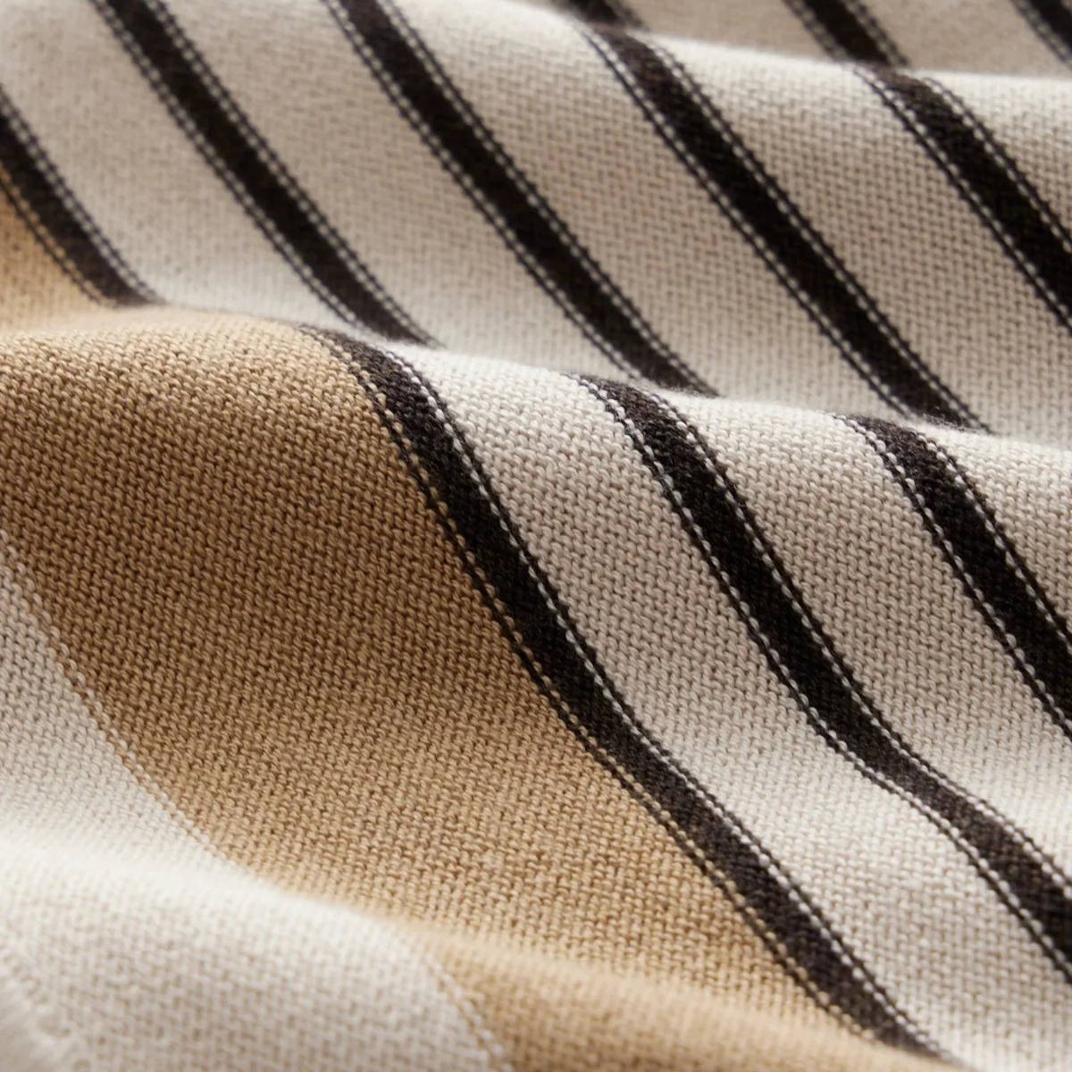 Men's Striped Knit Button Through Polo Shirt Summer