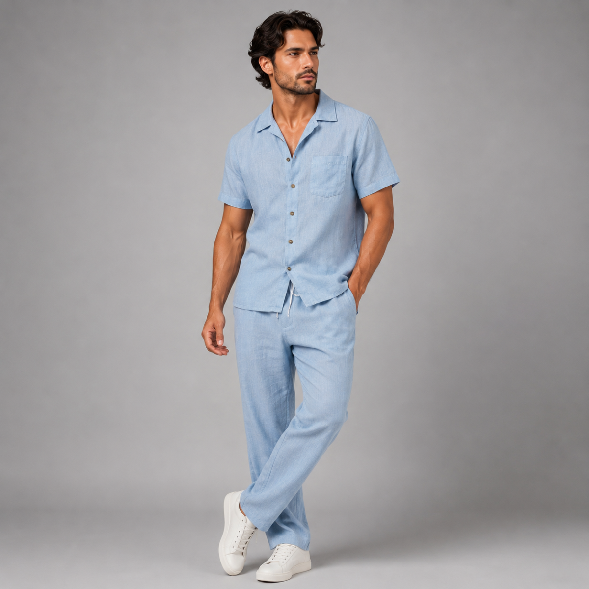 The Meadowfall Men’s Linen Trendy Summer Set – Shirt & Pants