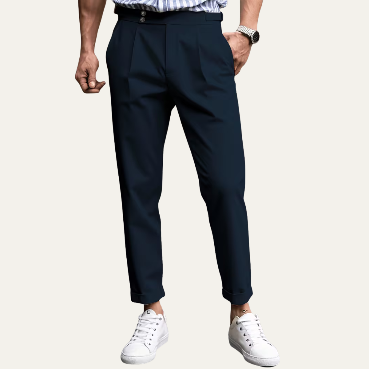 The Whitfield Men's Slim Fit Pleated Dress Trousers