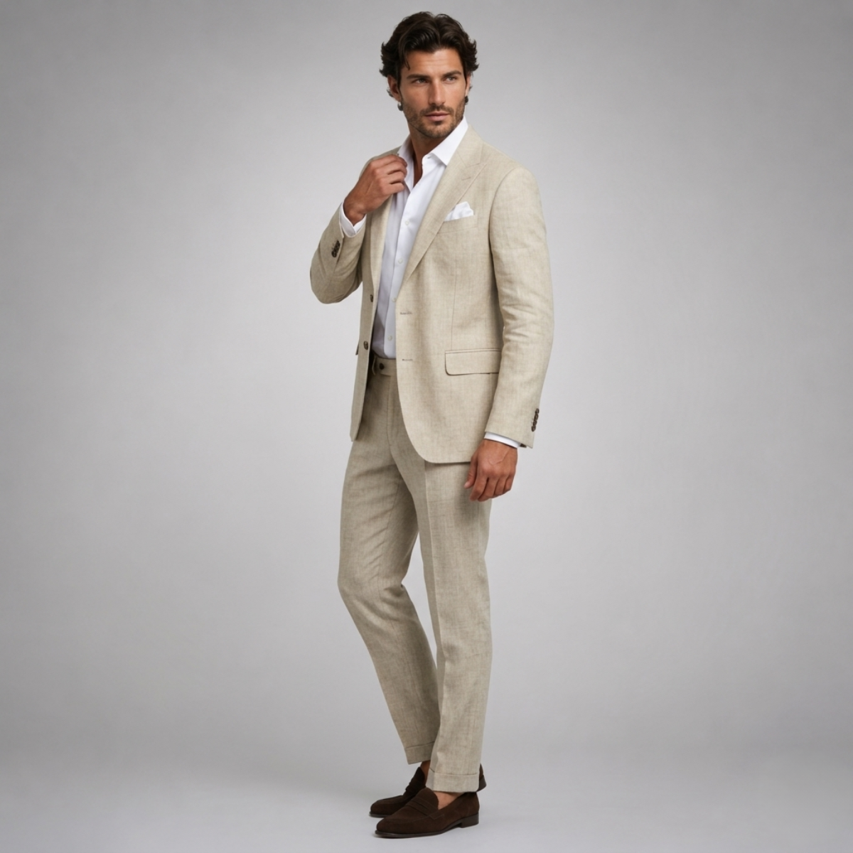 Men's Slim Fit Linen 2 Piece Suit
