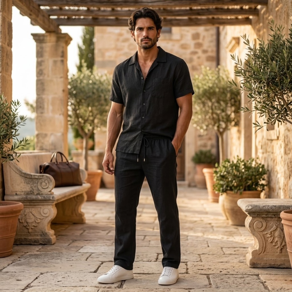 The Meadowfall Men’s Linen Trendy Summer Set – Shirt & Pants