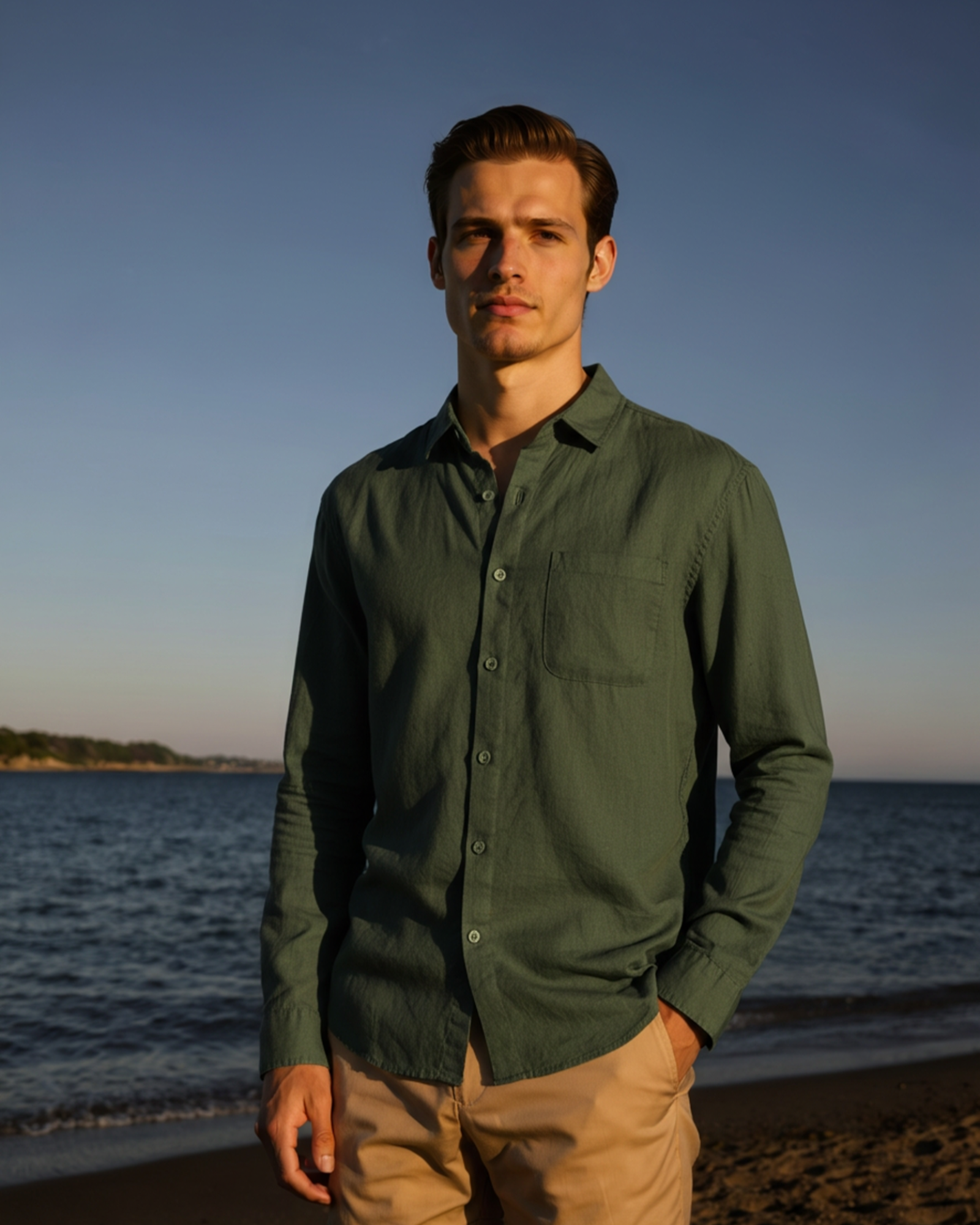 The Bellagio Men's Long Sleeve Linen Look Shirt