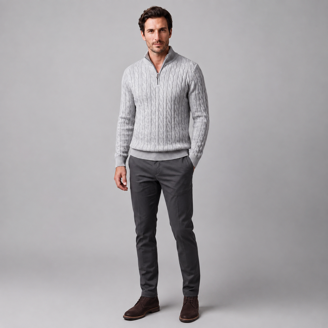 Men's Cable Knit Half-Zip Sweater