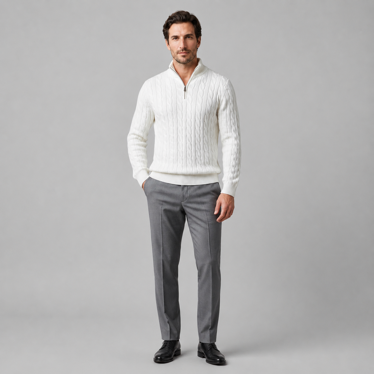 Men's Cable Knit Half-Zip Sweater