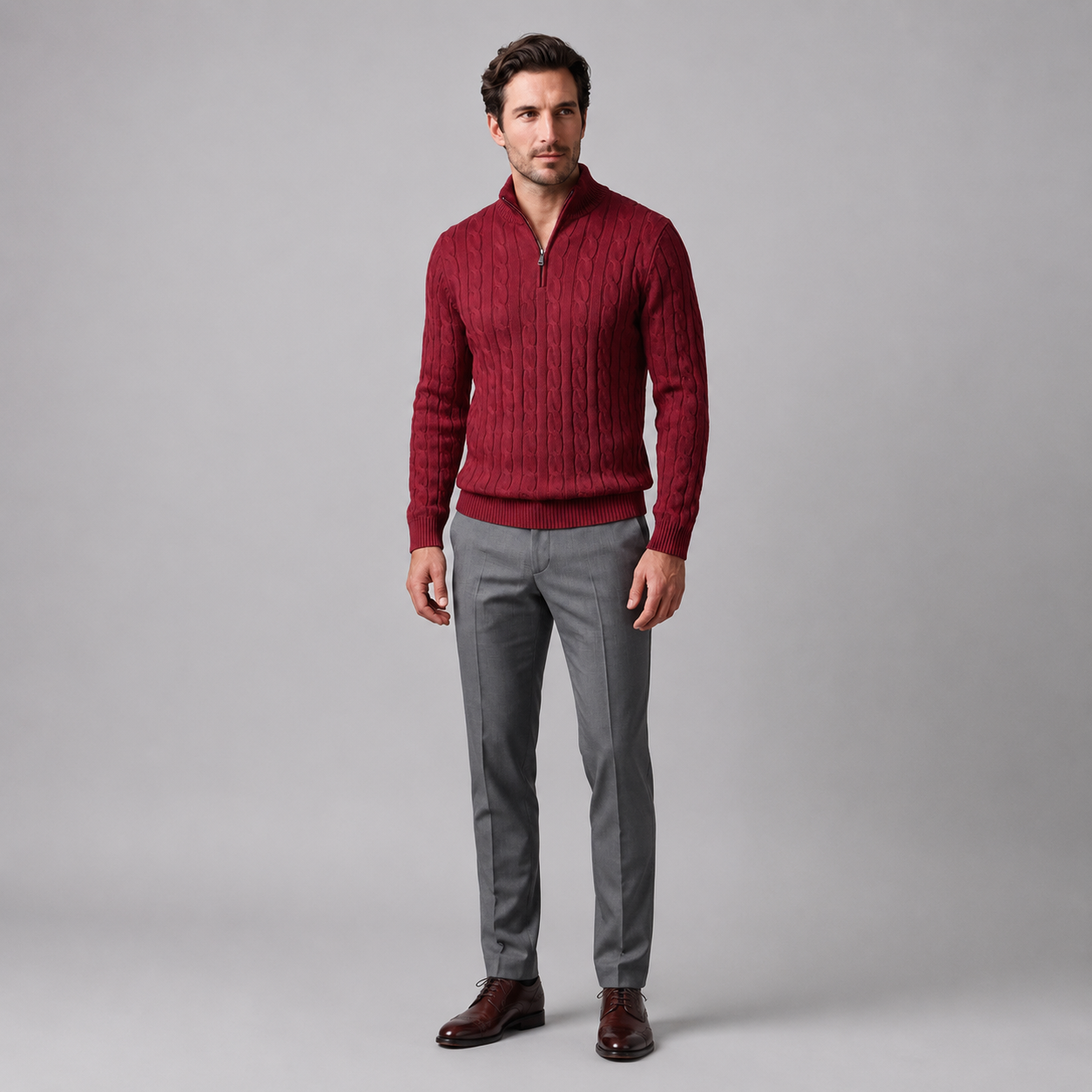 Men's Cable Knit Half-Zip Sweater