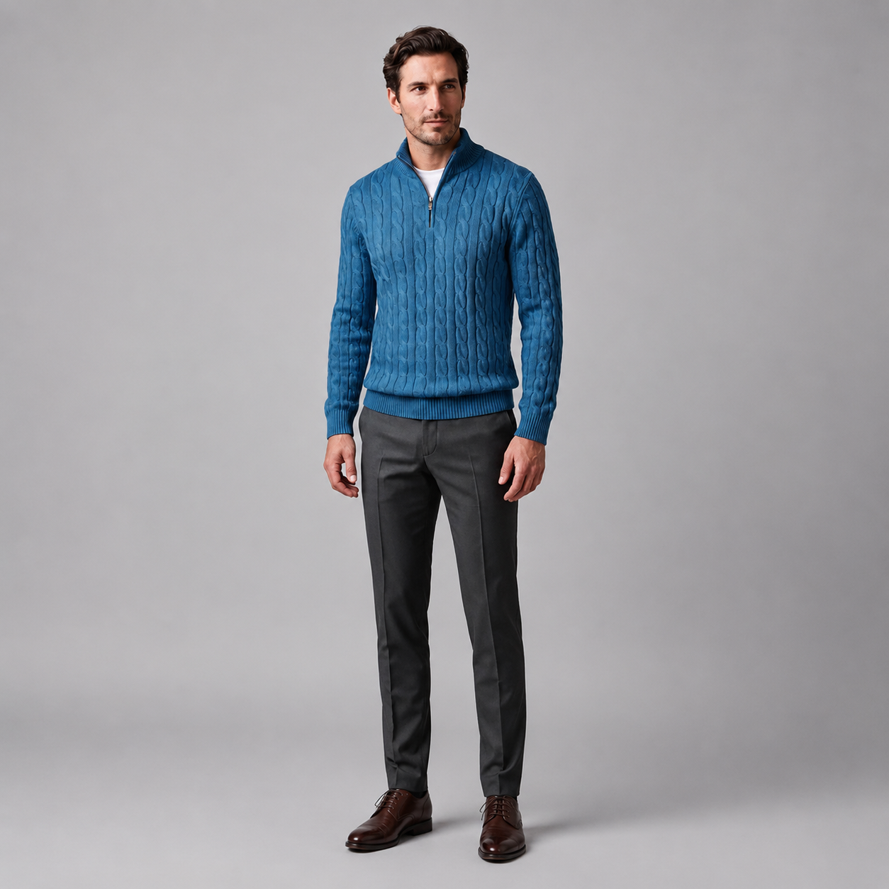 Men's Cable Knit Half-Zip Sweater