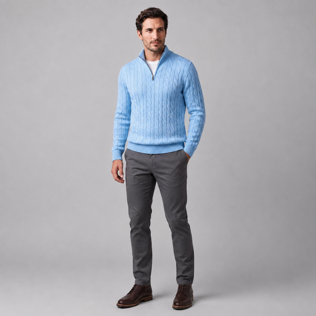 Men's Cable Knit Half-Zip Sweater