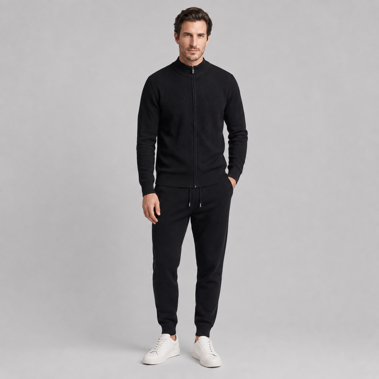 Men's Wool Knit Zip Cardigan and Trouser Co-ord Set