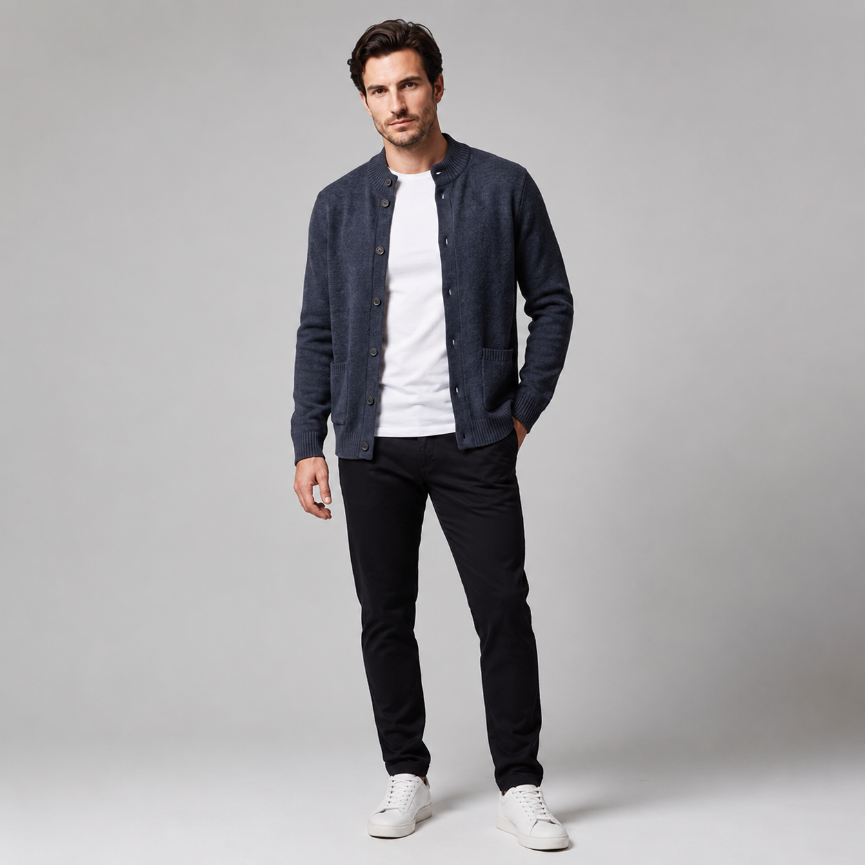 Men's Wool Button-Front Cardigan