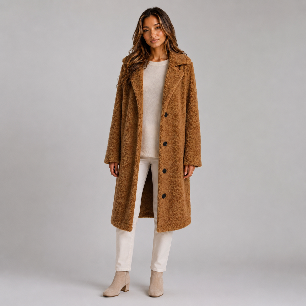 Women's Long Teddy Fleece Coat