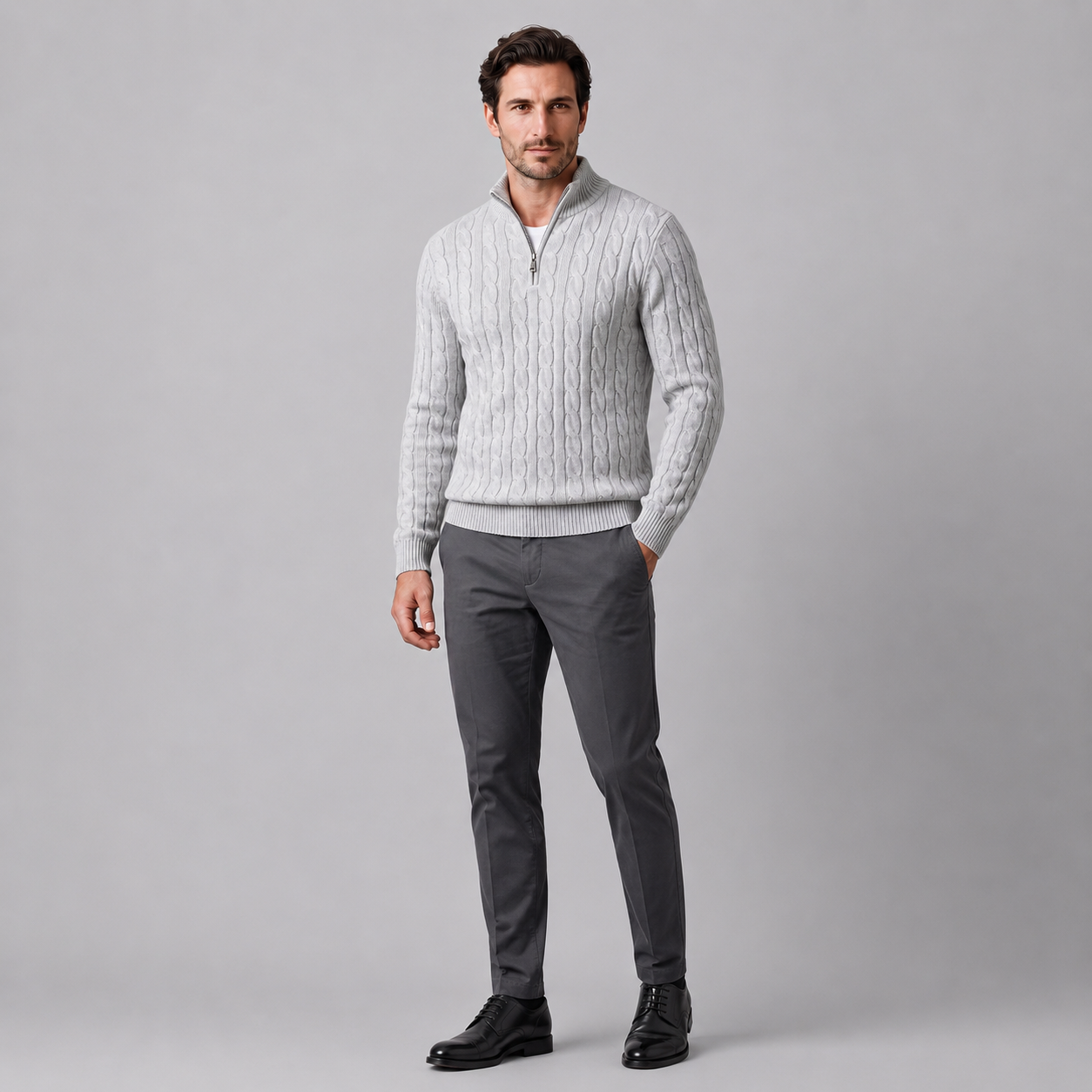 Men's Cable Knit Half-Zip Sweater