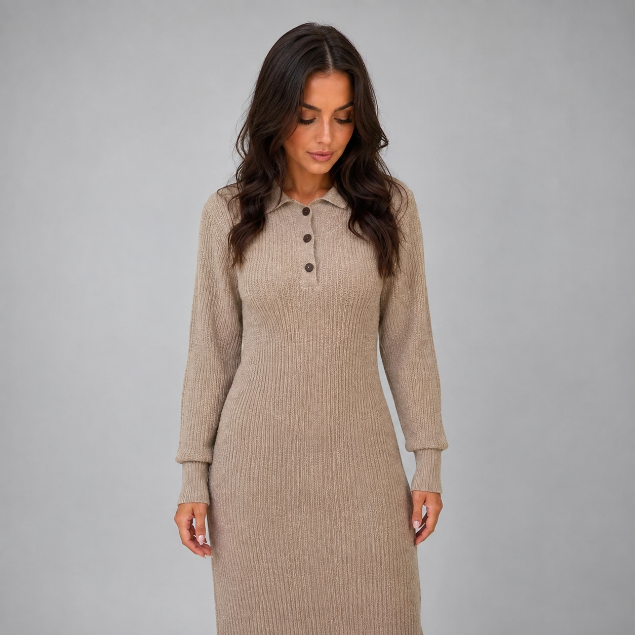 Women's Knitted Jumper Midi Dress