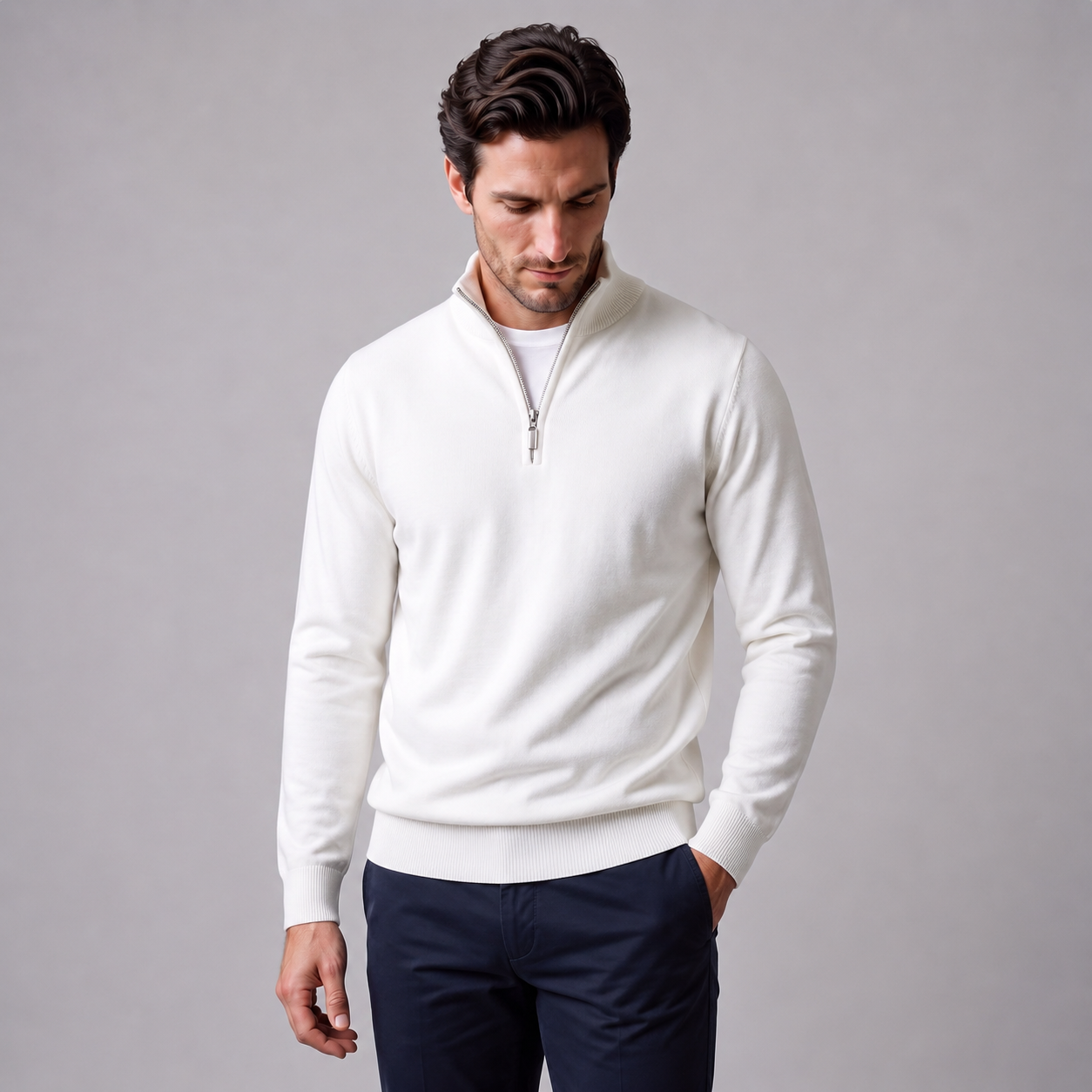 Men's Slim Fit Half-Zip Knit Sweater