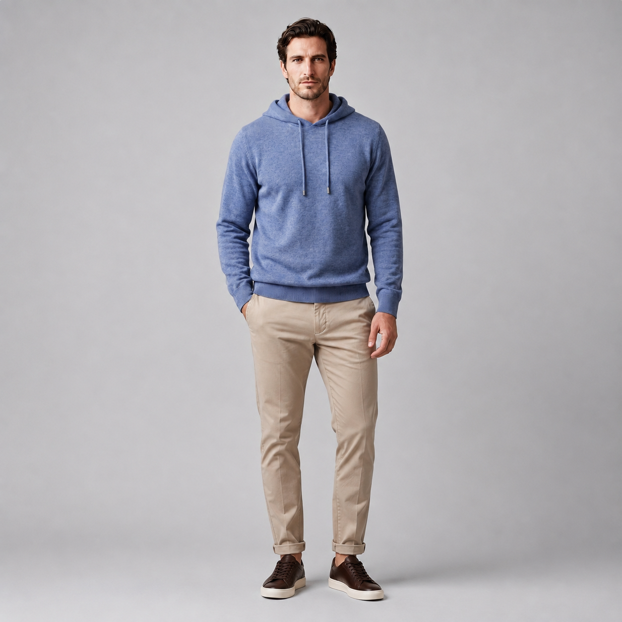 Men's Wool Knit Drawstring Hoodie