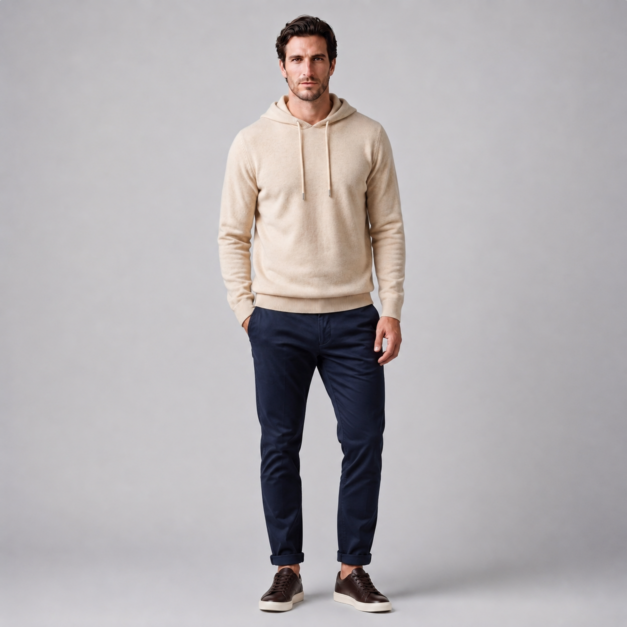 Men's Wool Knit Drawstring Hoodie