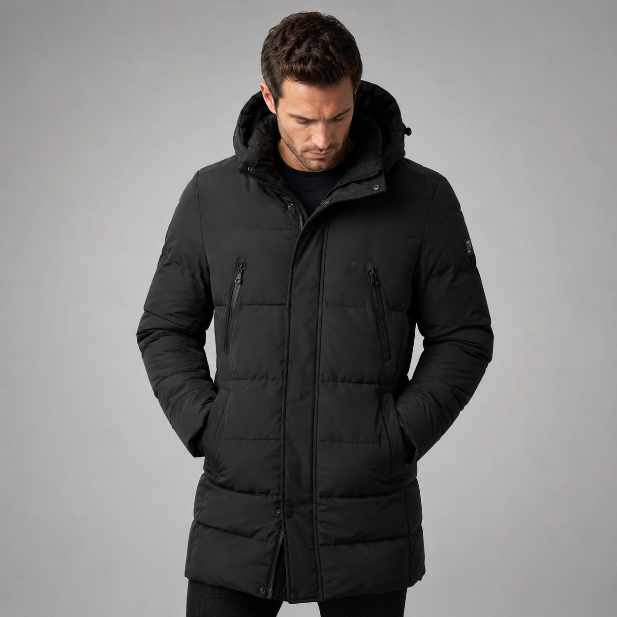 Men's Windproof Padded Parka Jacket