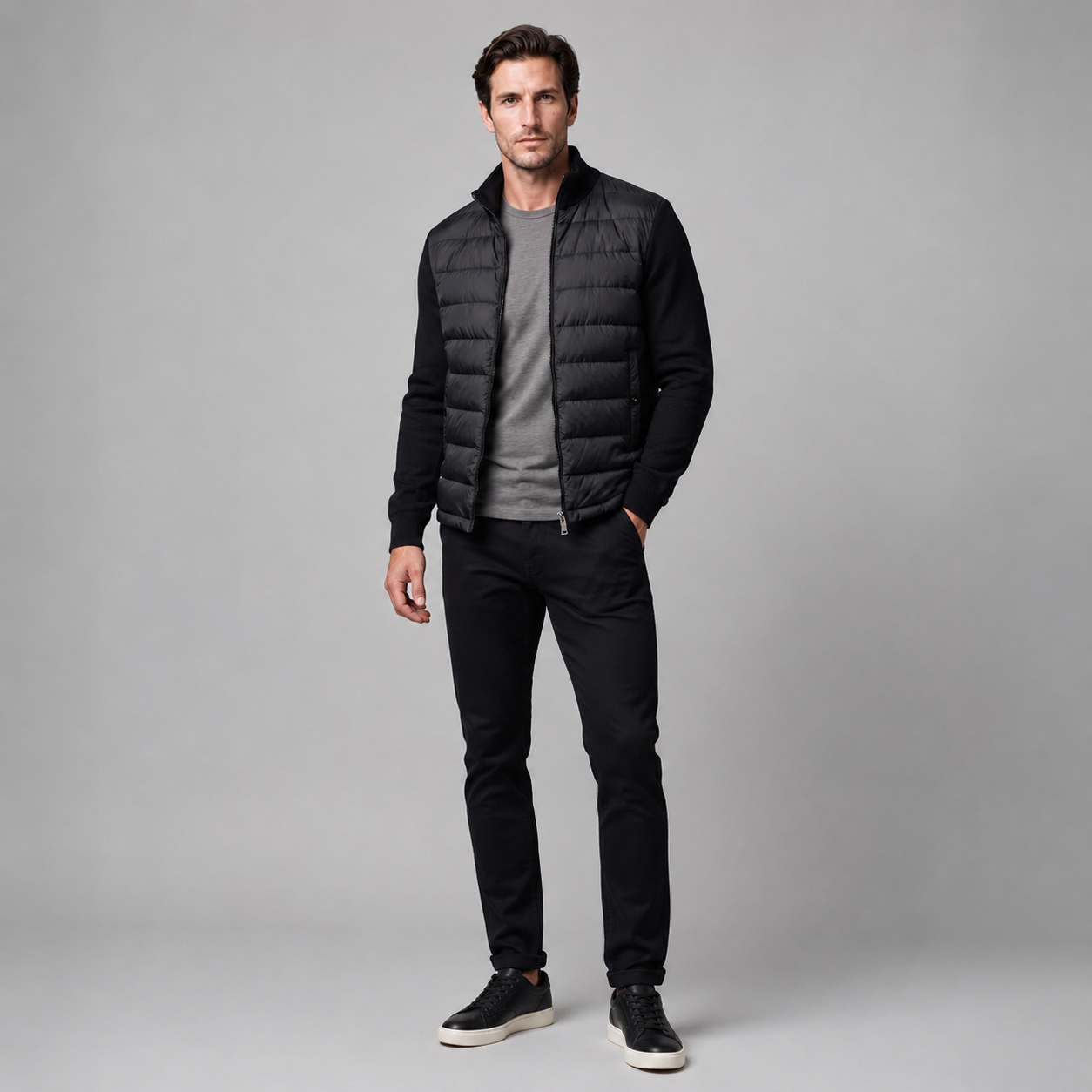 Men's Quilted Hybrid Stand Collar Jacket