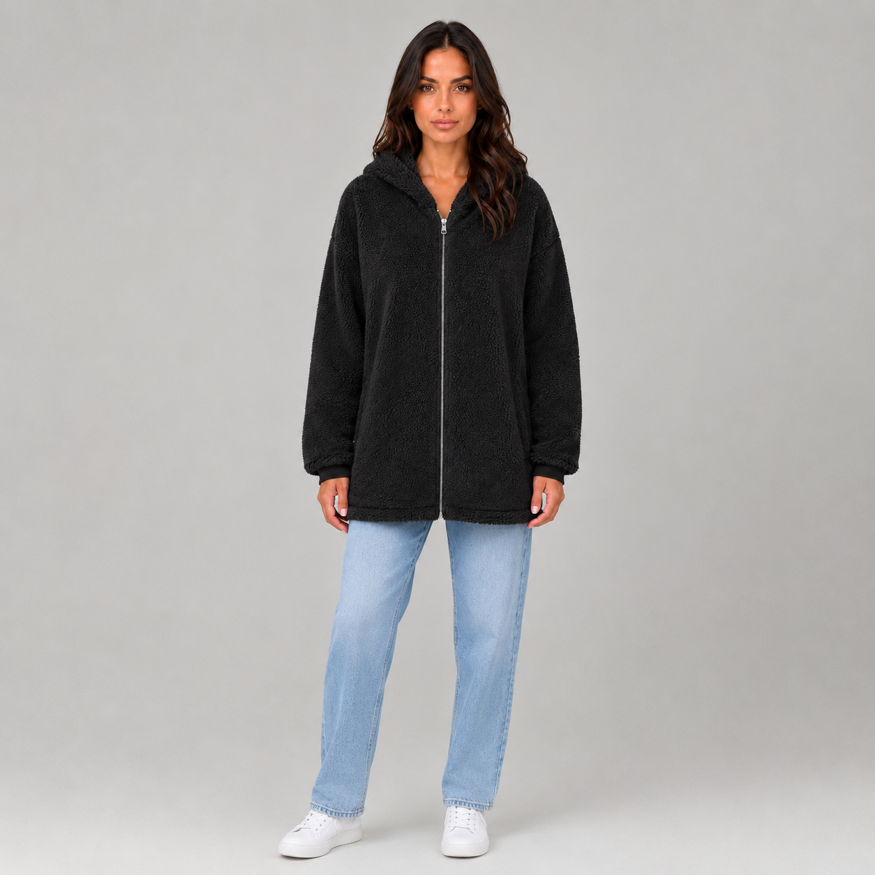 Women's Hooded Teddy Cardigan with Pockets