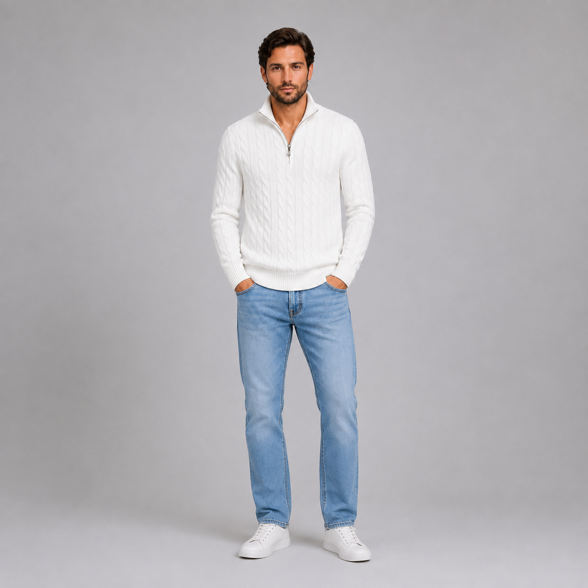 Men’s Cable Knit Quarter Zip Jumper