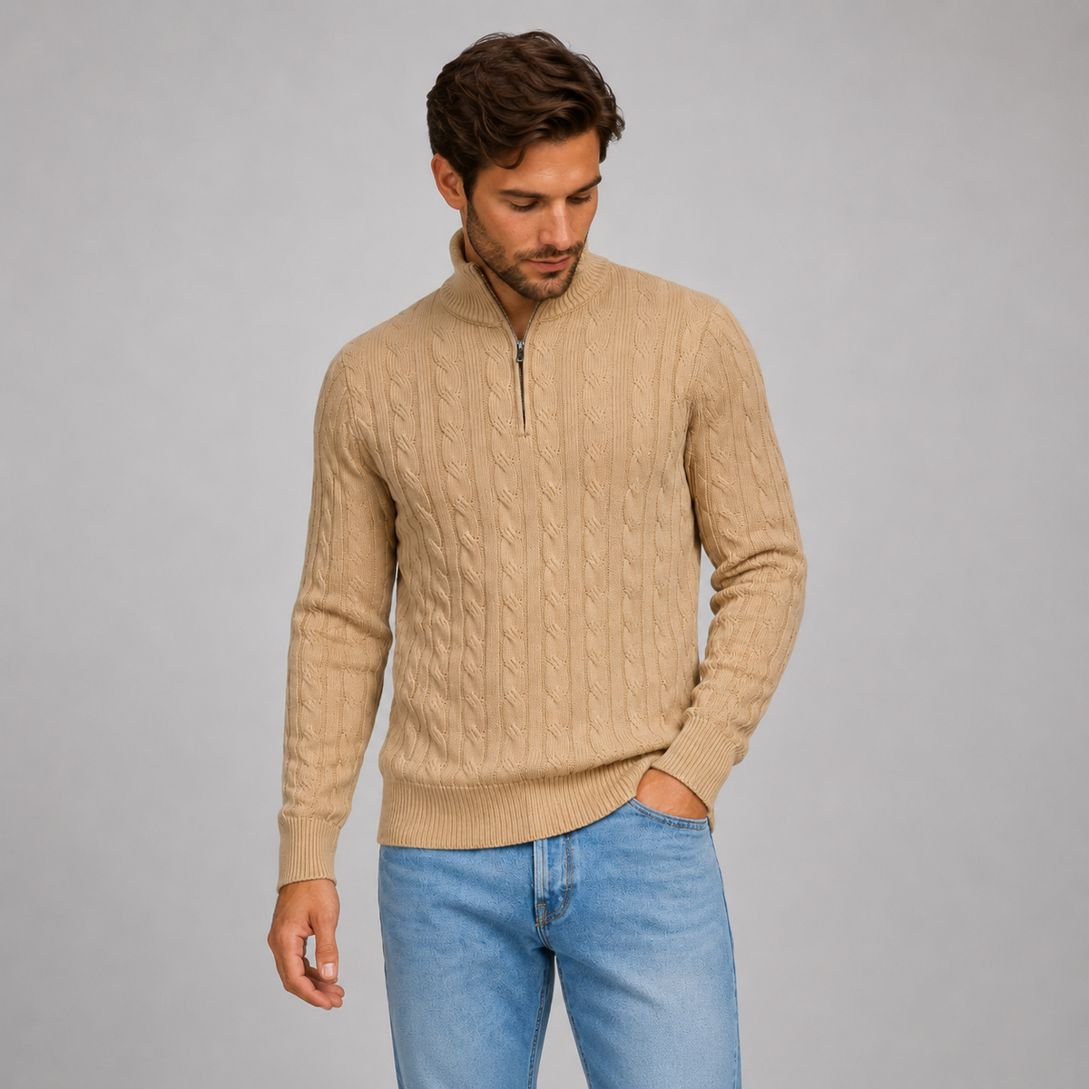 Men’s Cable Knit Quarter Zip Jumper