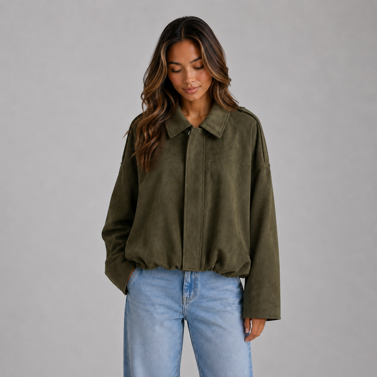 Women’s Suede Look Bomber Jacket