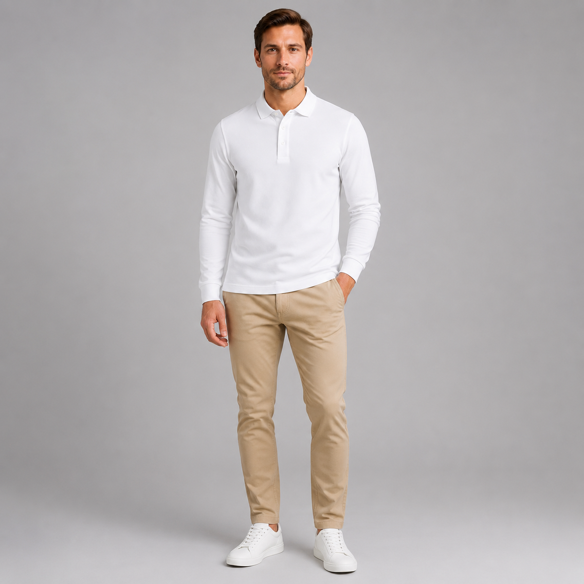 Men’s Long Sleeve Jersey Polo Shirt
