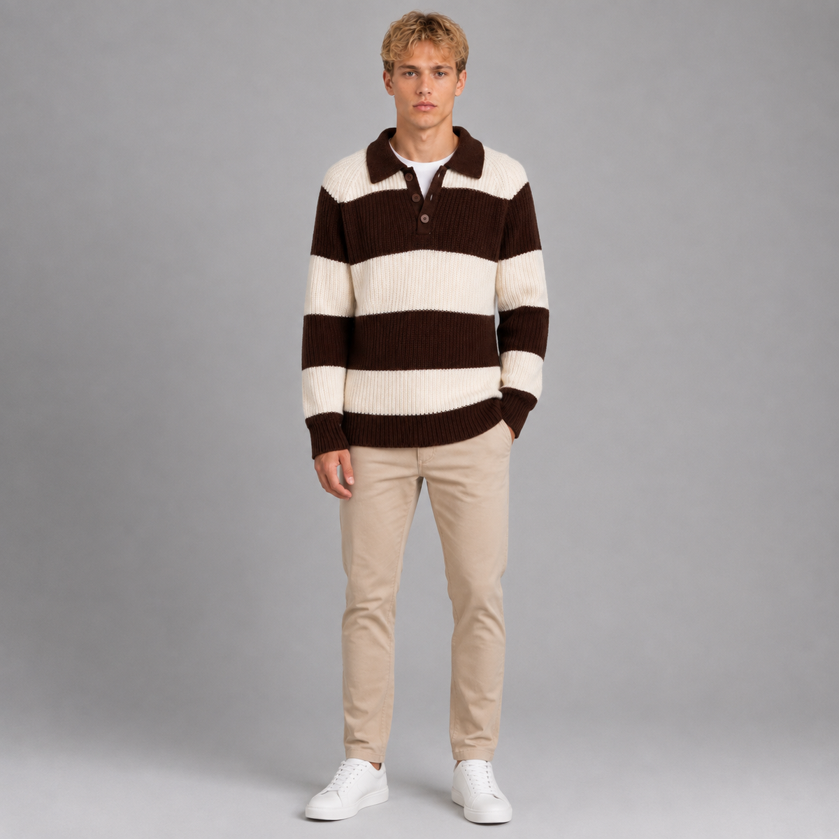 Men’s Striped Polo Jumper