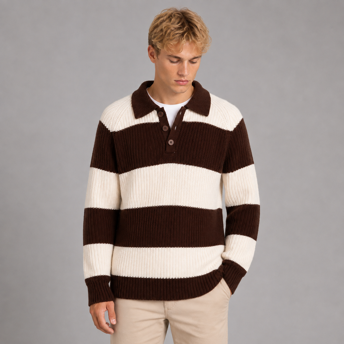 Men’s Striped Polo Jumper