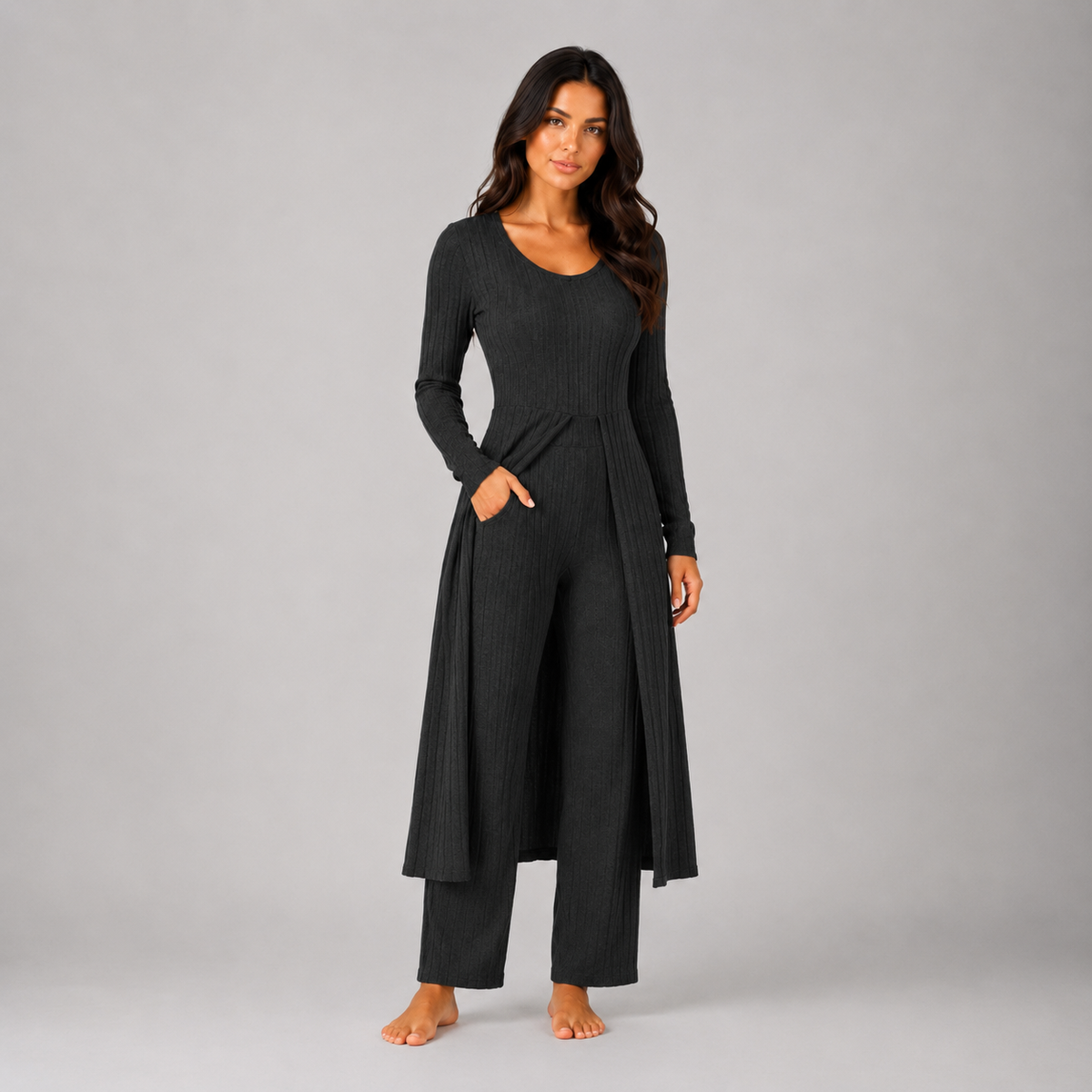 Women’s Ribbed Soft Two-Piece Lounge Set